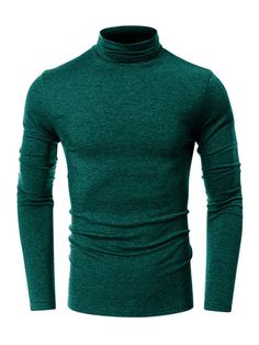 Sizing: True to size Material composition: 35% Polyester, 65% Cotton Clothing type: H Material: Cotton Pattern: Solid Fabric elasticity: Slight elasticity Season: Four Seasons Weaving type: Knit Style: Leisure Weight: 350 g Pocket: No-back-pocket This men's long-sleeved turtleneck top features a solid color design, perfect for layering under jackets or sweaters. Made from a blend of 35% Polyester and 65% Cotton, it offers a comfortable fit and a sleek silhouette. This versatile top is ideal for various seasons and occasions, providing a stylish and practical addition to your wardrobe. Size Chart(inch) Size US UK Length Bust Sleeve Length Shoulder S 34 38 28 39 24 18 M 36 40 29 41 25 18 L 38 42 29 43 25 19 XL 40 44 30 46 25 19 2XL 42 46 30 48 26 20 Solid High Stretch Turtleneck With Funnel Neck, Green Fitted Casual Turtleneck, Winter Stretch Solid Color Turtleneck, Stretch Turtleneck For Winter, Stretch Winter Turtleneck, Casual Fitted Solid Color Turtleneck, Long Sleeve Solid Color Turtleneck For Layering, Stretch Solid Color Turtleneck Tops, Stretch Turtleneck Tops In Solid Color