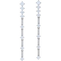 Sofer Jewelry - One Line Diamond Drop Earrings in 14K White Gold Luxury White Linear Earrings For Anniversary, Mesmerizing Beauty, Luxury Experience, Diamond Drops, Stunning Earrings, Diamond Drop Earrings, Relish, Line Design, Prong Setting