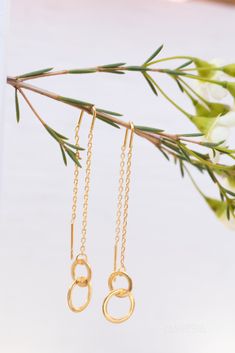 "Threader Earrings ~ 18k Gold Vermeil Earrings ~ Circle ~ Geometric ~Dangle Earrings ~ Handmade ~ Jewelry ~ Gift for her 》D E T A I L S《 ✦ M E T A L : Gold Vermeil (Gold Plated over Sterling Silver) 》✦ S A V E * B U Y * M O R E ✦《 Use the code \"MARESIA2\" and get 10% OFF when you buy 2 items. Use the code \"MARESIA3\" and get 15% OFF when you buy 3 or more items. 》 P A C K A G I N G 《 Your jewelry will be nicely packaged. If one or more items are gifts, please leave us a note at checkout and we Semi Precious Earrings, Threader Earrings Gold, Earrings Circle, Black Onyx Earrings, Jewelry Personalized, Zodiac Gifts, Festival Jewelry, Onyx Earrings, Handmade Jewelry Gift