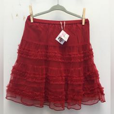 Super Cute April Cornell Cherry Red Tulle Skirt. For All You Tutu Loving Little Gals Out There!!! Women Tutu Outfits, Red Aesthetic Clothes, Red Tennis Skirt, Hippy 70s, Fall Tutu, Red Tulle Skirt, Kids Skirt, Skirt Aesthetic, April Cornell