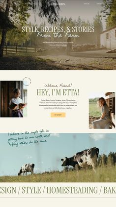 the homepage design for an organic farm