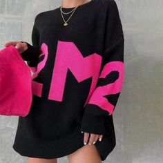 Tavimart Women Letter Printed Loose Knitted Sweater Female O-neck Casual Streetwear Sweatshirt Ladies Winter Pullover Street Clothes A STYLE SIZE CHART Material information: SIZE one size S M L XL XXL 3XL 4XL bust（cm） 120 sleeve Length（cm） 47 top length（cm） 83 waist（cm） 122 Note: 1 inch=2.54 cm Size mearsured by ourselves ,so sometimes it has 1-3cm mistakes. Please check the size carefully before you buy ;if you are not sure about size,please contact us first .Thanks! 01 SIZE CHART SIZE S M L bu Elegant Evening Dresses Long, Long Sweaters For Women, Street Clothes, Long Knit Sweater, Streetwear Sweatshirt, Oversized Jumper, Winter Pullover, Sweater Dresses, Womens Floral Dress