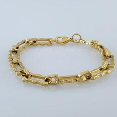 Brand New Women's Gold Chain Link Bracelet Genuine 14k Gold Plated Sterling Silver Length - 8.5" Retail Price $300 Buy With Confidence From A Trusted Seller With A 99%+ Feedback Rating! A0263 (Id-1725-) Tarnish-resistant Sterling Silver Bracelet For Formal Occasions, White Gold Link Bracelet Tarnish Resistant, White Gold Tarnish Resistant Link Bracelet, Gold Metal Bracelet With Box Chain And Rectangular Links, White Gold Link Charm Bracelet With Jubilee Design, Elegant Metal Gold Bracelet With Box Chain, Elegant Gold Box Chain Bracelet, White Gold Chain Bracelet For Anniversary, White Gold Jubilee Link Charm Bracelet