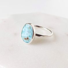 Larimar Ring Engagement Rings Beachy, Gem Stone Rings, Beach Rings, Cute Engagement Rings, Larimar Ring, Larimar Rings, Hammered Ring, Jewelry Accessories Ideas, Silver Accessories