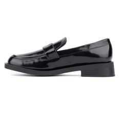 Elevate your style with the Luminaries, where fun meets sophistication. Crafted with a faux leather upper and adorned with a captivating high-shine heart detail, these loafers are the perfect statement piece to illuminate your outfits and ensure you stand out from the crowd. Elegant Black Glossy Loafers, Black Rubber Sole Loafers For Semi-formal Occasions, The Luminaries, Black Semi-formal Tassel Loafers With Rubber Sole, Black Timeless Slip-on Tassel Loafers, Black Loafers With Removable Insole, Medium Width, Trending Flats, Mule Flats, Olivia Miller