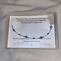 Something Blue Bridal Bracelet. Brand New. Elegant Blue Anklets For Gifts, Elegant Blue Anklets For Gift, Dainty Blue Bracelets For Wedding, Blue Dainty Jewelry For Birthday Gift, Dainty Blue Jewelry For Birthday Gift, Blue Dainty Anklets For Gift, Adjustable Blue Beaded Bracelets For Wedding, Adjustable Blue Pearl Bracelet For Wedding, Adjustable Blue Bracelets For Anniversary