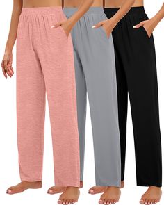 PRICES MAY VARY. Soft & Stretchy Material: women's wide leg yoga pants are made of 60% polyester, 35% rayon, 5% spandex; They're soft and don't feel heavy! Thick enough to be warm, but not sweaty; If you want be comfortable, and these puppies fit the bill Elastic & Wide Leg: you will love the wide leg look, lightweight and flowy with a subtle sheen that makes you look elegant; They have stretchy waist to cinch you, that come to be attractive both front and back Suitable Size: the stretchy fabric Stretch Wide-leg Lounge Pants, Relaxed Fit Wide-leg Yoga Pants For Loungewear, Comfortable Non-stretch Wide Leg Lounge Pants, 4-way Stretch Sweatpants With Comfort Waistband For Loungewear, Comfort Stretch Pull-on Lounge Pants, Comfy Lounge Pants, Wide Leg Yoga Pants, Pocket Sweatpants, Wide Leg Lounge Pants