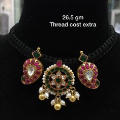 New Necklace Authentic Silver With Pearls And Gemstones. Small Gold Necklace, Blouse Works, Mangalsutra Design, Gold Temple Jewellery, Black Beads Mangalsutra, Black Beads Mangalsutra Design, Thread Necklace, Choker Gold, Gold Chain Design