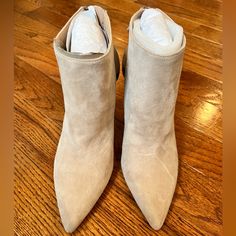 Pour La Victorie Taupe/Sand Suede Booties With Cut Out Never Used But Have Very Light Marks From Being Moved Around In The Closet Heel Is 4” In The Closet, The Closet, Suede Booties, Bootie Boots, Ankle Boots, Cut Out, Women Shoes, Cream, Boots