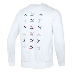 PUMA Classics Graphic Long Sleeve T-Shirt 'White' 533144-02 White Athleisure T-shirt With Logo Print, White Logo Print Athleisure T-shirt, White Logo Print T-shirt Athleisure Style, White Athleisure T-shirt With Graphic Print, White Long Sleeve T-shirt Athleisure Style, White Long Sleeve Athleisure T-shirt, White Graphic Print Crew Sweatshirt, White Crew Cotton Tops, White Cotton Crew Tops