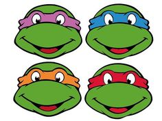 four teenaged turtles with different colored heads