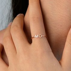 Personalized Initial Ring, Duo Letter Ring, Personalized Initial Jewelry, Couple Rings, Wedding Memorial Gift, Gift for Wife, Gift for Her ✧Material: 925 Sterling Silver, Gold Vermeil, Rose Gold Vermeil ✧Dimension: 4mm letter height 💞This double initial ring is a jewelry design full of love and personalization, created to express your deep affection for your lover or wife. The exquisite design incorporates two initials, symbolizing the profound connection and unique bond between you. 💞The desi Wedding Initial Ring With Round Band, Adjustable Minimalist Initial Ring For Wedding, Classic Wedding Initial Ring With Simple Design, Dainty Rose Gold Couple Rings For Wedding, Minimalist Stackable Wedding Rings With Initials, White Wedding Rings With Initials, Adjustable Rings For Wedding And Mother's Day, Adjustable Initial Ring With Simple Design For Wedding, Personalized Dainty Diamond Ring For Wedding