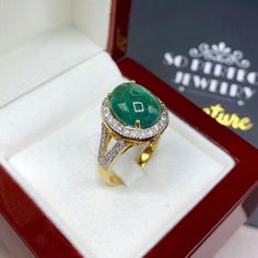 "ENJOY OUR WORRY-FREE SERVICE AND THE DAZZLING, GENUINE JEWELRY WE DESIGN AND HANDCRAFT WITH LOVE❤️ ABOUT THE ITEM: This ring is the perfect combination of elegance, beauty, and INVESTMENT VALUE! With a TRANSPARENT, 6.50 carats, VIVID FOREST GREEN emerald, and 52 extremely sparkling diamonds. The 18K yellow gold ring was deliberately designed and handcrafted by our boutique's in-house goldsmiths. You will love this gorgeous piece as much we do. And people will absolute adore it once they see the Gold Ring Engagement, White Gold Earrings Studs, Etsy Gold Ring, Vs Diamond, Yellow Gold Engagement Rings, Free Service, 18k Yellow Gold Ring, White Gold Engagement Rings, Yellow Gold Ring