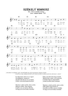 sheet music with the words sekely himmusz written in black and white