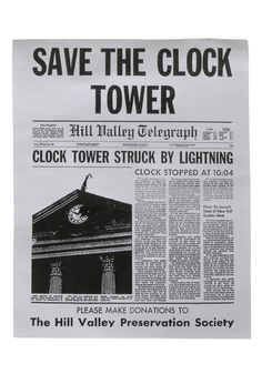 a newspaper with an advertisement for the clock tower