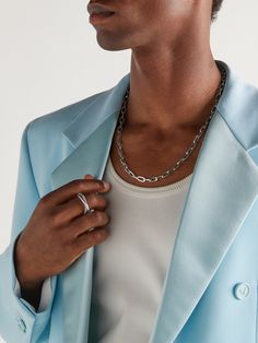 Bottega Veneta's wide chain link necklace has been crafted in Italy from sterling silver. Wear it solo or layer it with similar styles. Sterling Silver Chain Necklace, Accessories Jewelry Necklace, Silver Chain Necklace, Chain Link Necklace, Link Necklace, Sterling Silver Chain, Mr Porter, Men Necklace, Sterling Silver Chains