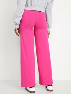 High-Waisted Wide-Leg Leggings for Women | Old Navy Stretch Sweatpants With Pull-on Style, Versatile Straight Leg Sweatpants With Elastic Waistband, Versatile Sweatpants With Elastic Waistband And Straight Leg, Loosely Fitted Pull-on Style Sweatpants, Non-stretch Full Length Bottoms For Loungewear, Casual Stretch Yoga Pants With Pull-on Style, Casual Full-length Pull-on Bottoms, Casual Full Length Pull-on Bottoms, Versatile Bottoms With Comfort Stretch And Elastic Side Panels