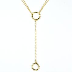 Double Circle Lariat - Goldmakers Fine Jewelry Pink Revolver, Artfully Designed, Mission Statement, Crafted Jewelry, 22k Gold, Gold Plating, Chain Lengths, Chain Length, Innovation Design