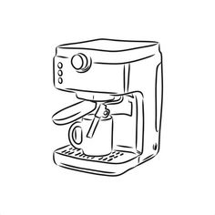 a coffee maker is shown in black and white