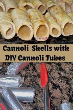 there are several different types of cannoli shells with diy cannon tubes on the counter