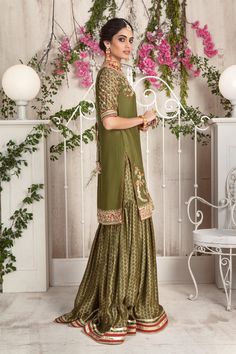 This item is available in our store. Buy the best selling Pakistani designer outfits for women online from our store at exclusive prices. Our collection includes the latest variety of high quality designer women's dresses including new arrivals, casual pret, luxury pret, wedding wears, formal dresses & more. Shop now. Pakistani Formal Dresses, Stylish Dresses For Girls, Pakistani Designers, Stylish Wedding, Shirt Fabric, Formal Outfit, Wearing Clothes, Designer Suits, Wedding Wear