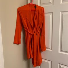 Red Orange Color Nwot Topper, Trench Style With Belt Fabric Is Not Thin, But Light Enough For Spring Or Fall Dress Up Or Down Smoke And Pet Free Home Orange Trench Coat, Red Orange Color, Fall Dress, Rachel Roy, Fall Dresses, Orange Color, Trench Coat, Jackets & Coats, Dress Up