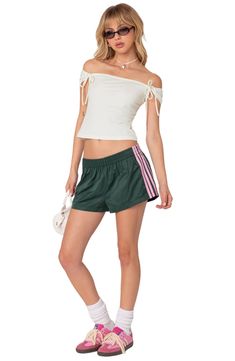 Build your best athleisure looks yet with these swishy, lightweight shorts cut from pure nylon and detailed with sporty stripes at the sides. Elastic waist 100% nylon Machine wash, dry flat Imported Elevated Workout Outfit, Spring Sportswear Shorts With Three Stripes, Casual Summer Athletic Shorts With Side Stripes, Sportswear Shorts With Three Stripes For Spring, Casual Athletic Shorts With Side Stripes For Summer, 2024 Athleisure, Summer Sportswear Bottoms With Three Stripes, Sporty Side Stripes Shorts For Summer, White Bottoms With Side Stripes For Summer