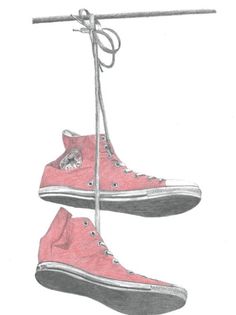 Red laced converse hanging from telephone wire #contemporary #metropolitan #citylife #converseallstar #conversechucktaylor Converse Hanging, Red Converse Drawing, Converse Art Drawing, Converse Illustration, Retro Red Lace-up Custom Sneakers, Converse Art, Converse Watercolor, Chucks Shoes, Converse Drawing