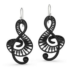 3D Nylon Earrings - For all the music lovers! These dangle earrings hit all the right notes, crafted from nylon and displaying artful treble clef notes. Lightweight, comfortable, and statement-making, each hangs from a sterling silver ear wire. Music Notes Jewelry, Treble Clef Notes, Music Note Jewelry, Music Note Earrings, Vinyl Record Crafts, Record Crafts, Discover Music, Music Jewelry, Treble Clef