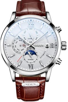 This Swiss automatic watch has all that and more. The watch is operated by a self-winding automatic Swiss movement. The watch has a high-quality stainless steel finish.  #Swiss #Movement #sports_watch #Moon_phase #Automatic #Self_winding #Luxurious #Awesome #chronograph #Fathers_gift #Best_fathers_gift_2020 Swiss Automatic Watches, Moon Phase Calendar, Trendy Watches, Jackets Men Fashion, Elegant Designs, Sports Watch, Sport Watches, Mechanical Watch, Automatic Watch