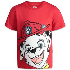 Get ready for a fun adventure in this adorable Paw Patrol Short Sleeve T-Shirt! Join Marshall, Chase, Rubble, Skye, Rocky, Zuma, Everest, and the rest of the rescue pups as they help solve problems around Adventure Bay with their pal Ryder. Always ready to help a friend, these mighty pups need your little helper’s assistance to complete their mission, save the day, and bring a smile to the faces of those around them. Your child will love to wear this short sleeve graphic tee shirt featuring thei Playful Red Character Print T-shirt, Playful Cartoon Print Crew Neck T-shirt, Character Cotton T-shirt With Crew Neck, Playful Crew Neck T-shirt With Cartoon Print, Character Print Crew Neck T-shirt For Playtime, Crew Neck T-shirt With Character Print For Playtime, Casual T-shirt With Character Print For Playtime, Themed Short Sleeve T-shirt With Cartoon Print, Themed Multicolor T-shirt With Character Print