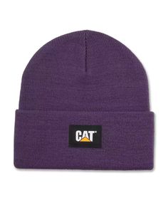 The CAT Label Cuff Beanie is designed with comfort in mind. With its extended cuff and shaped crown featuring darts, this beanie offers a snug fit and a sleek look. Complete with a logo label at the center front, it's the perfect accessory for colder days. Purple Velvet, Snug Fit, Cuff, Purple