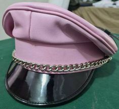 Real Leather pink Leather Biker Peaked Muir Army Police Gay Chain Cap Party Hat Goth Hat, Black Leather Hat, Army Outfit, Chain Outfit, Army Police, Pink Goth, Army Cap, Leather Hats, Costume Hats