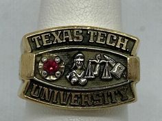 (eBay) TEXAS TECH UNIVERSITY 1987 CLASS RING 10KT Y/G 12.1DWT (7846742-2) Texas Tech University, Texas Tech, Auburn University, Ruby Stone, Auburn, Class Ring, Texas, University, Initials