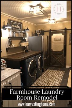 the laundry room is clean and ready to be used as a washer and dryer