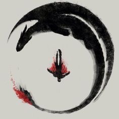 an image of a dragon in the middle of a circle with blood on it's side