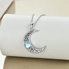 Opal Crescent Moon Necklace-MoonChildWorld Pattern Aesthetic, Aesthetic Accessories, Craft Packaging, Crescent Necklace, Neck Accessories, Writing Gifts, Moon Pendant Necklace, Crescent Moon Necklace, Winter Solstice