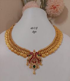 Latest Gold Antique Necklace Designs, Latest Necklace Designs Gold, Pendent Set Gold, Kasu Haram, Natural Material Jewelry, Pretty Gold Necklaces, Diamond Jewlery, Simple Necklace Designs