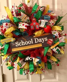 a school days wreath on the front door