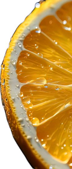 an orange slice with water drops on it