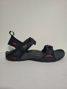 Gentle Worn ' In good condition. Nike Straprunner VI Men's sandal Size 12 style#312560 061 black & Red.. Black Slip-on Sport Sandals For Outdoor Activities, Comfortable Black Slip-on Sport Sandals, Functional Sports Slip-on Sandals, Sporty Slip-on Sandals For Outdoor, Black Open Toe Slides For Outdoor Activities, Open Toe Black Slides For Outdoor Activities, Functional Breathable Slip-on Sandals, Black Sandals For Summer Outdoor Activities, Casual Open Toe Sport Sandals For Outdoor Activities