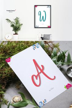 Custom initial wall art, name printable poster, personalized name print, nursery print, birth print Printable emotions digital print Digital downloadable poster print Initial Wall Art, Initial Art, Initial Wall, Birth Prints, Name Print, House Office