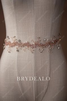 Designer Pearls Crystals Rose Gold Bridal Sash Belt Bridal Sash Belt, Rose Gold Bridal, Wedding Sash, Bridal Sash, Wedding Belts, How To Make Ribbon, Fabric Accessories, Sash Belts, Bridal Belt