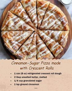 cinnamon - sugar pizza made with crescent rolls