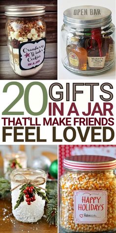 Gifts In A Jar Ideas, Christmas Jar Gifts, Gifts In A Jar, Christmas Gift Baskets Diy, Easy Homemade Gifts, Homemade Food Gifts, Perfect Person