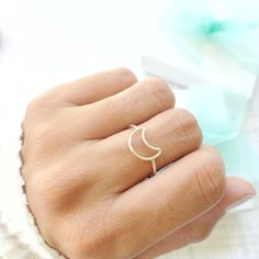 Cute crescent moon ring handmade in 925 sterling silver. This ring is perfect to wear alone or with a stackable ring. It is also beautiful as a midi ring. Beautiful gift for a special day. Gift for girls, for mom, for daughter, wife, grandmother, friend, girlfriend or an important person. It is ideal gift for birthday, anniversary, mother's day, Christmas, bridesmaid. ♥ Item Details: Metal type: Sterling silver Karat / purity: 925. Moon dimensions: 8.8 x 11.8mm The ring is 100% handmade. Each ri Dainty Moon-shaped Midi Promise Rings, Minimalist Crescent Moon Charm Ring, Minimalist Adjustable Crescent Ring, Minimalist Adjustable Rings With Moon Charm, Minimalist Rings With Moon Charm For Gifts, Minimalist Adjustable Ring With Moon Charm, Minimalist Moon Charm Rings For Gifts, Minimalist Moon Charm Rings As Gift, Minimalist Sterling Silver Moon Midi Rings