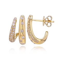 Introducing our exquisite 14k Gold  Diamond Wrap Earring - a glamorous and sophisticated piece designed to enhance your elegance and make a statement. Crafted with meticulous attention to detail, this wrap earring features diamonds set in a luxurious 14k gold setting. The diamond wrap design brings a sleek and contemporary feel to this earring, making it a versatile accessory for special occasions or to elevate your everyday style.   ✪ DETAILS * 14K Gold (Stamped 14K for Purity Authenticity) * Available in 14K Yellow, White, and Rose Gold * Weight: 1.84 Grams * Height: 11.5 mm * Genuine, conflict-free diamonds * Total Carat: 0.43 Carats * Sold as a pair ✪  PRODUCTION TIMES This product will be shipped between 2-4 days if it is currently in stock. In the case of backorder, delivery may take Dazzling Yellow Gold Diamond Earrings For Evening, Elegant Gold Cluster Earrings With Pave Setting, Yellow Gold Sterling Silver Diamond Earrings For Evening, Evening Yellow Gold Sterling Silver Diamond Earrings, Luxury 14k Gold Earrings With Diamond Accents, 14k Gold Pave Setting Earrings For Anniversary, Elegant Sterling Silver Huggie Earrings With Pave Setting, 14k Gold Pave Setting Fine Jewelry Earrings, Luxury Yellow Gold Earrings With Prong Setting