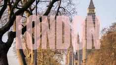 the big ben clock tower towering over the city of london, england with trees lining both sides