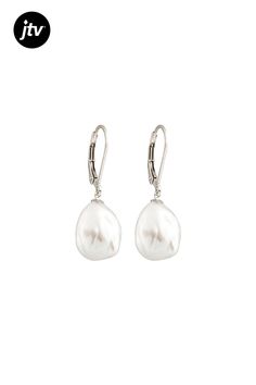 10-12mm baroque white cultured freshwater pearl rhodium over sterling silver dangle earring. Measure approximately 1 and 3/16"L X 7/16"W and have lever backings. Colors, shapes, and sizes vary. Classic Teardrop Nickel-free Pearl Earrings, Silver Pearl Earrings With French Hook For Formal Events, Silver Pearl Earrings With French Hook For Formal Occasions, Classic White Pearl Earrings With Lever Back, Elegant Drop Pearl Earrings, Classic Silver Pearl Earrings With French Hook, Sterling Silver Pear Shaped Pearl Earrings, Classic Silver Pearl Earrings With Charm, Elegant Nickel-free Briolette Earrings