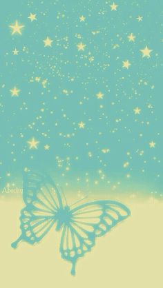 a butterfly flying in the sky with stars